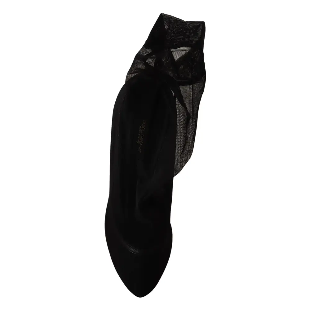 Dolce & Gabbana Schwarz Stretch Tüll Stretch Stiefel Schuhe - EU39/US8.5