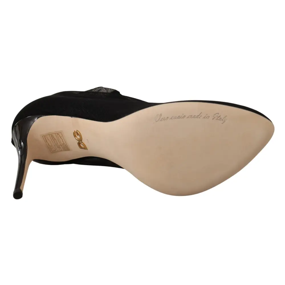 Dolce & Gabbana Schwarz Stretch Tüll Stretch Stiefel Schuhe - EU39/US8.5