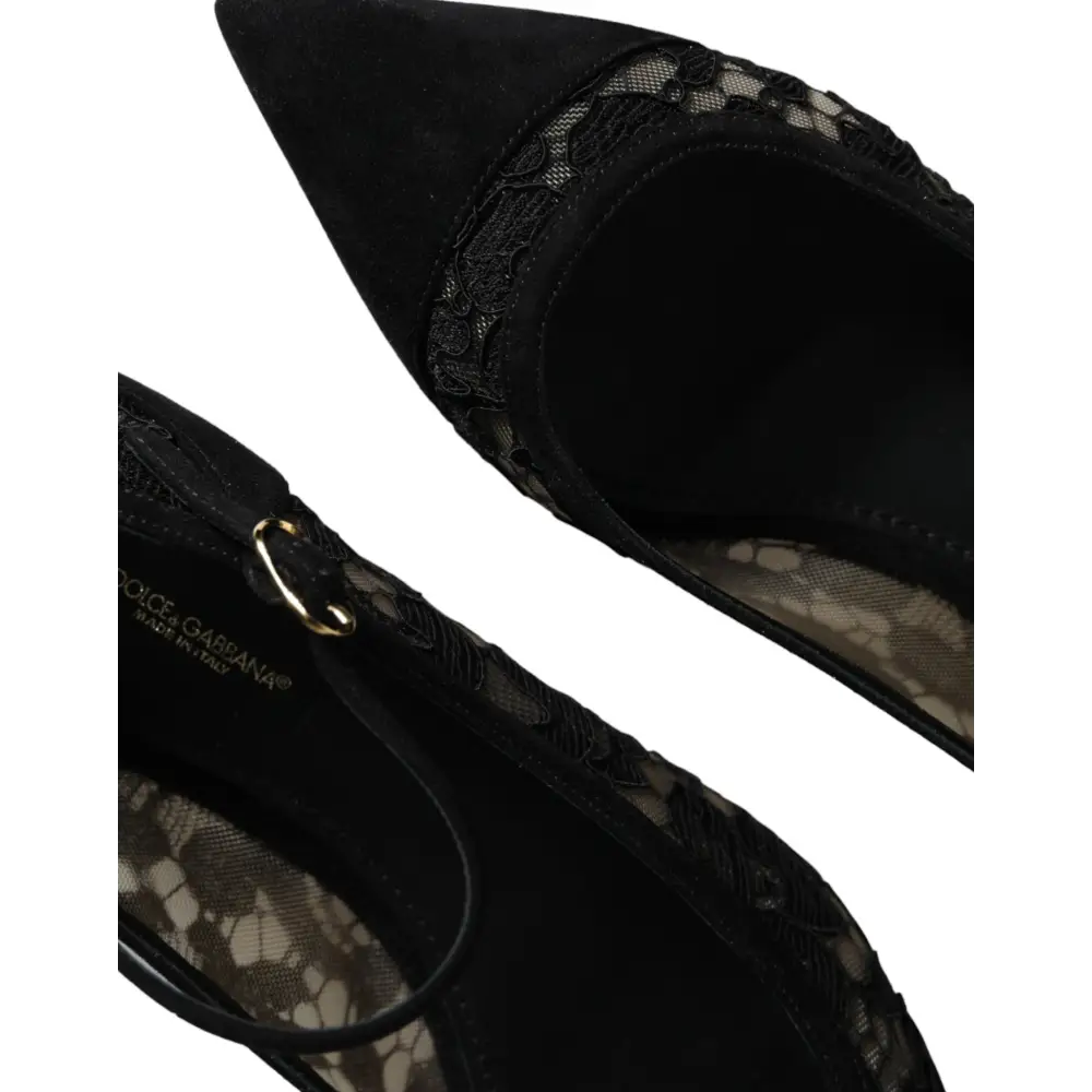 Dolce & Gabbana Schwarz Taormina Spitze Bellucci Flats Schuhe - EU36/US5.5