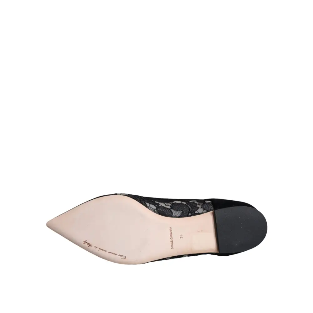 Dolce & Gabbana Schwarz Taormina Spitze Bellucci Flats Schuhe - EU36/US5.5