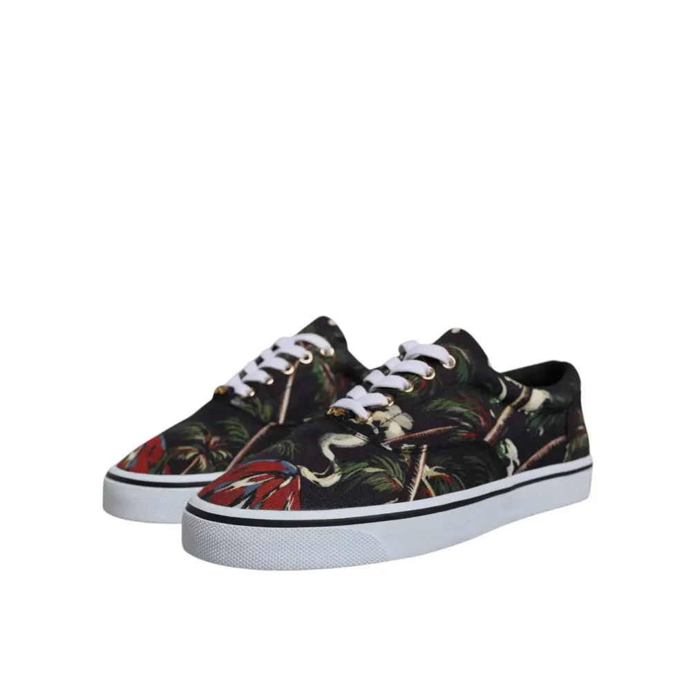 Dolce & Gabbana Schwarz Tropical Print Low Top Sneakers Schuhe - EU40.5/US7.5