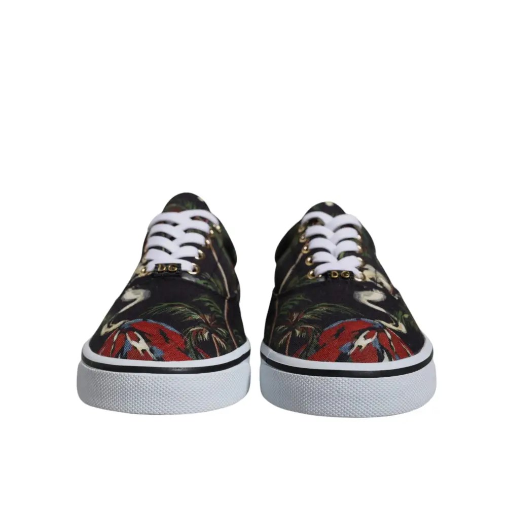 Dolce & Gabbana Schwarz Tropical Print Low Top Sneakers Schuhe - EU40.5/US7.5