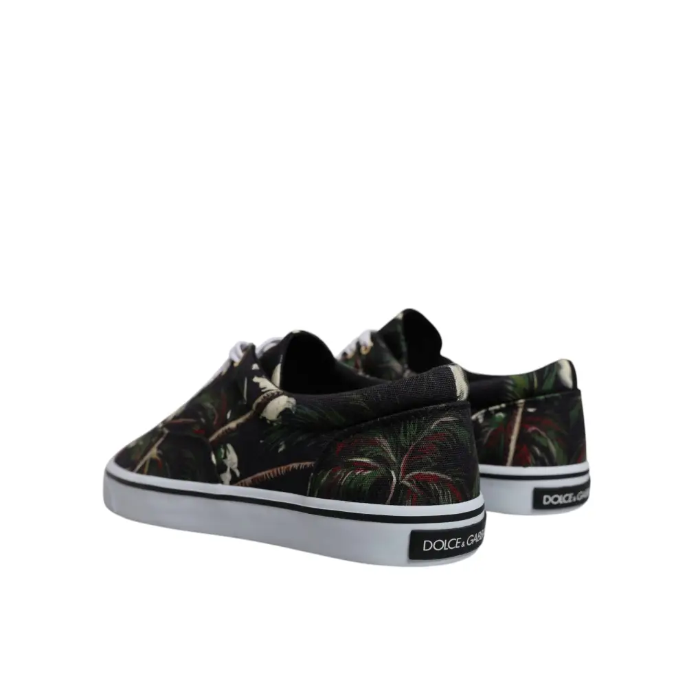 Dolce & Gabbana Schwarz Tropical Print Low Top Sneakers Schuhe - EU40.5/US7.5