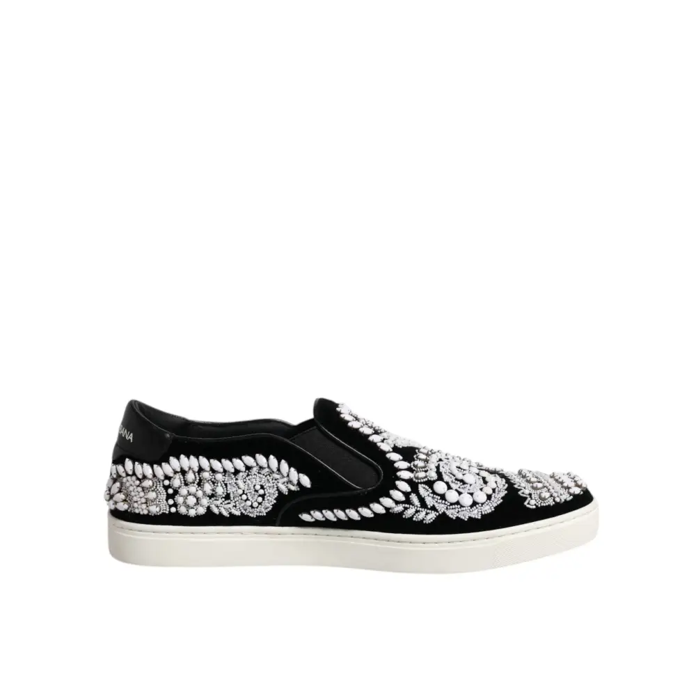 Dolce & Gabbana Schwarz verschönert London Männer Slip On Schuhe - EU41/US8