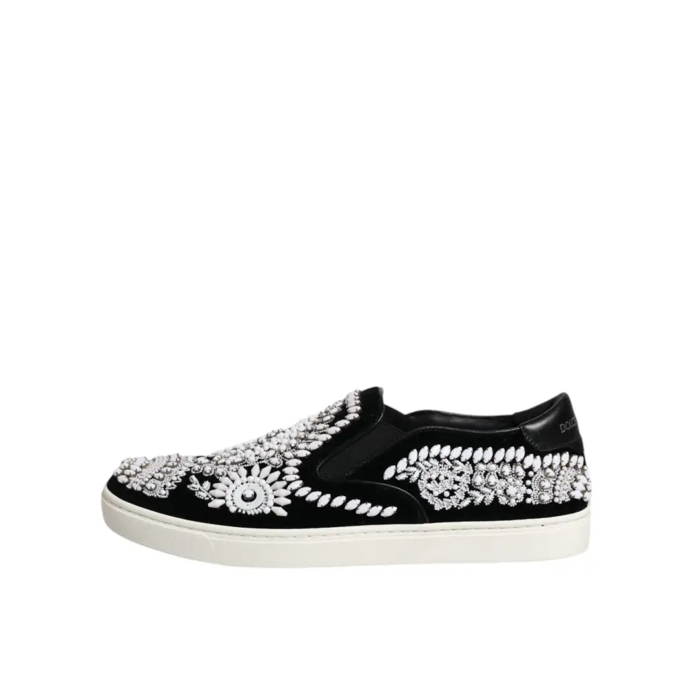 Dolce & Gabbana Schwarz verschönert London Männer Slip On Schuhe - EU41/US8