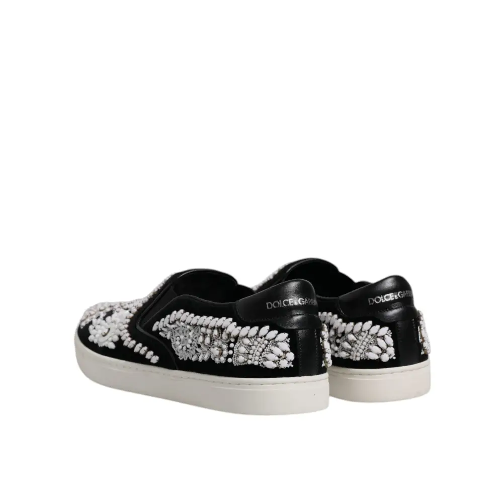 Dolce & Gabbana Schwarz verschönert London Männer Slip On Schuhe - EU41.5/US8.5