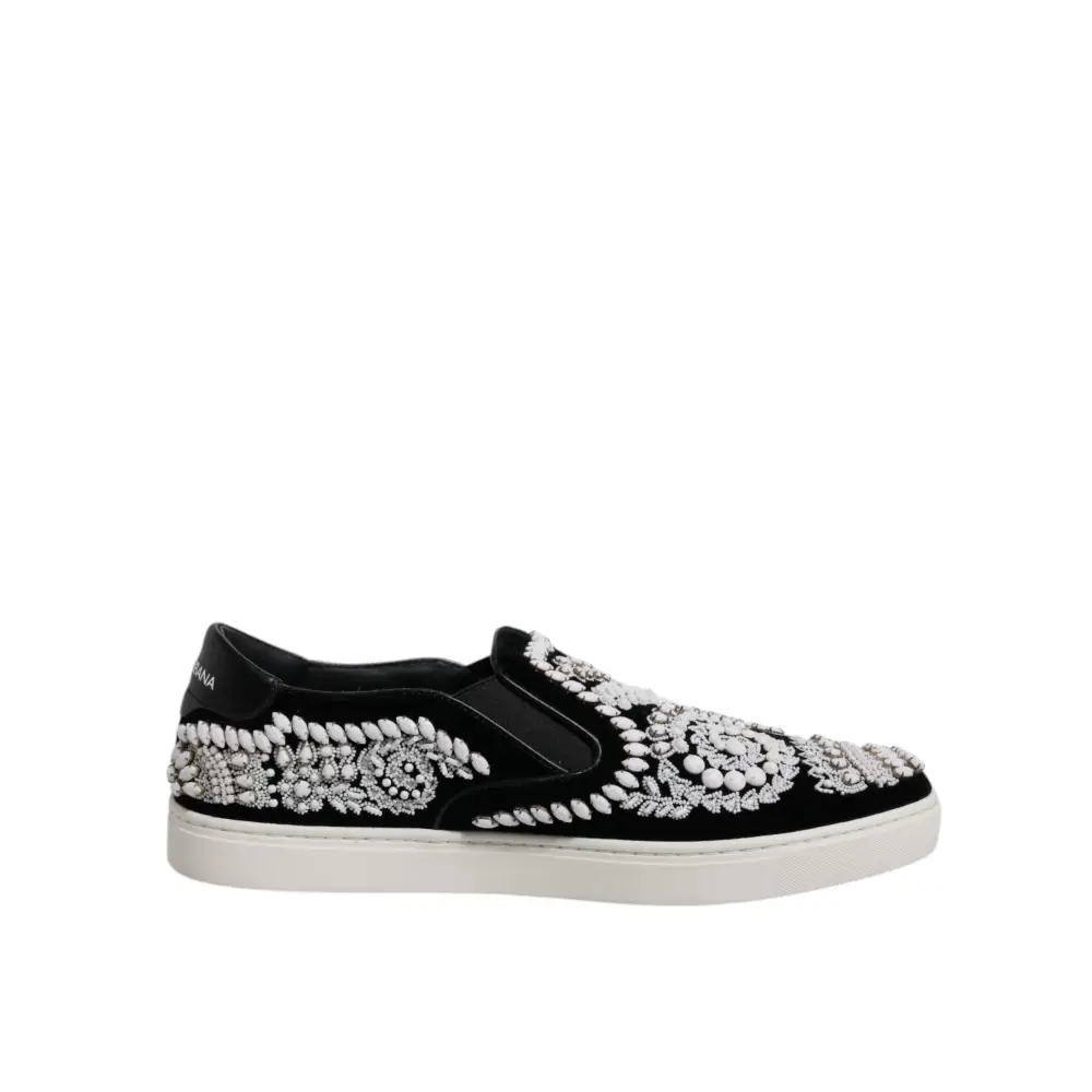 Dolce & Gabbana Schwarz verschönert London Männer Slip On Schuhe - EU41.5/US8.5