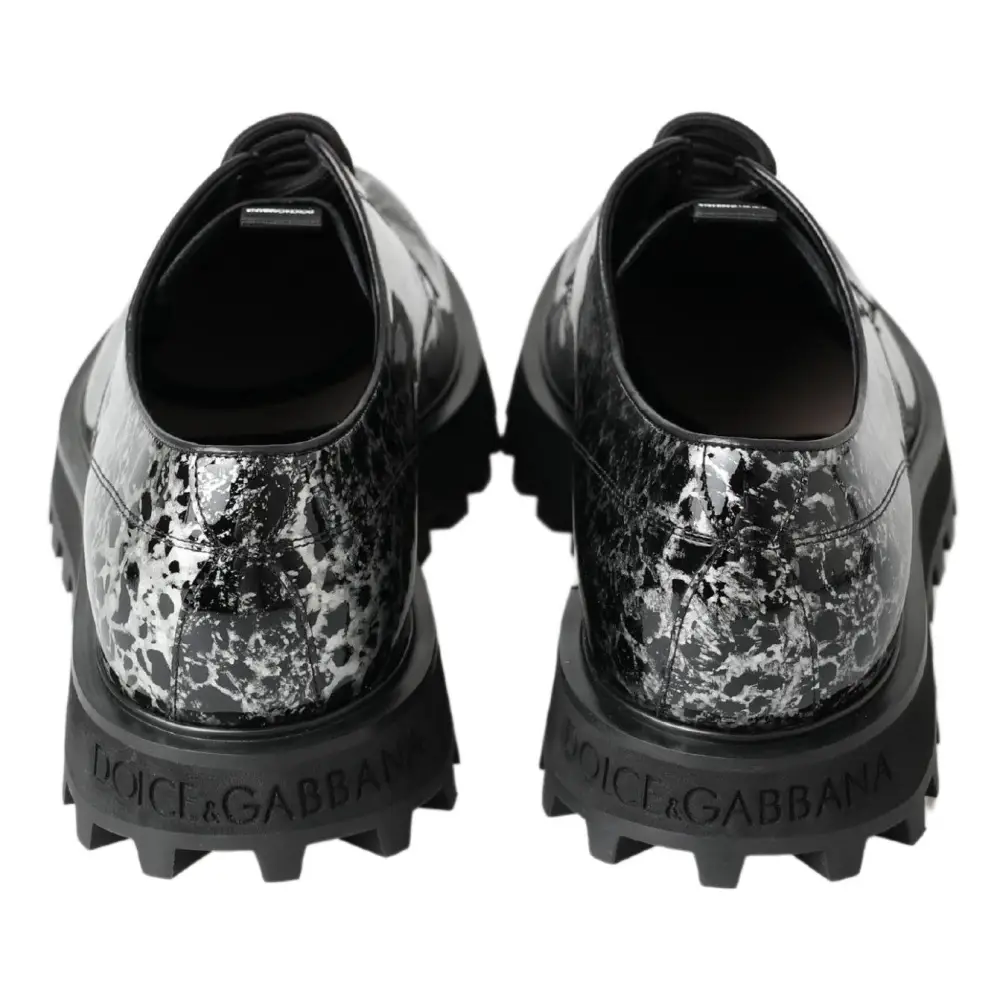 Dolce & Gabbana Schwarz Weiß Derby Lackleder Schuhe - EU39/US6