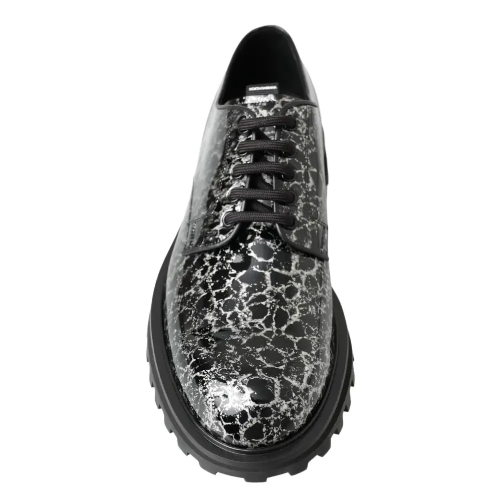 Dolce & Gabbana Schwarz Weiß Derby Lackleder Schuhe - EU39/US6