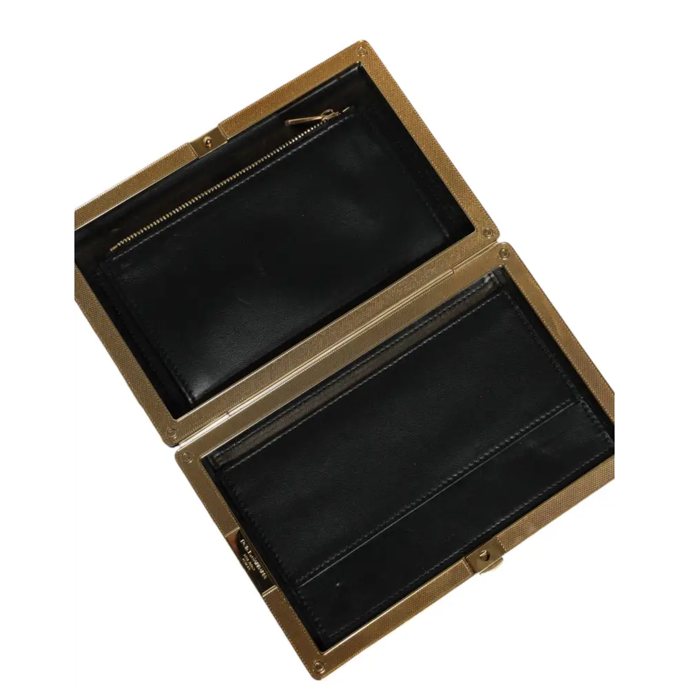 Dolce & Gabbana Schwarz Weiß Gold Rahmen Kupplung Abend Party Handtasche