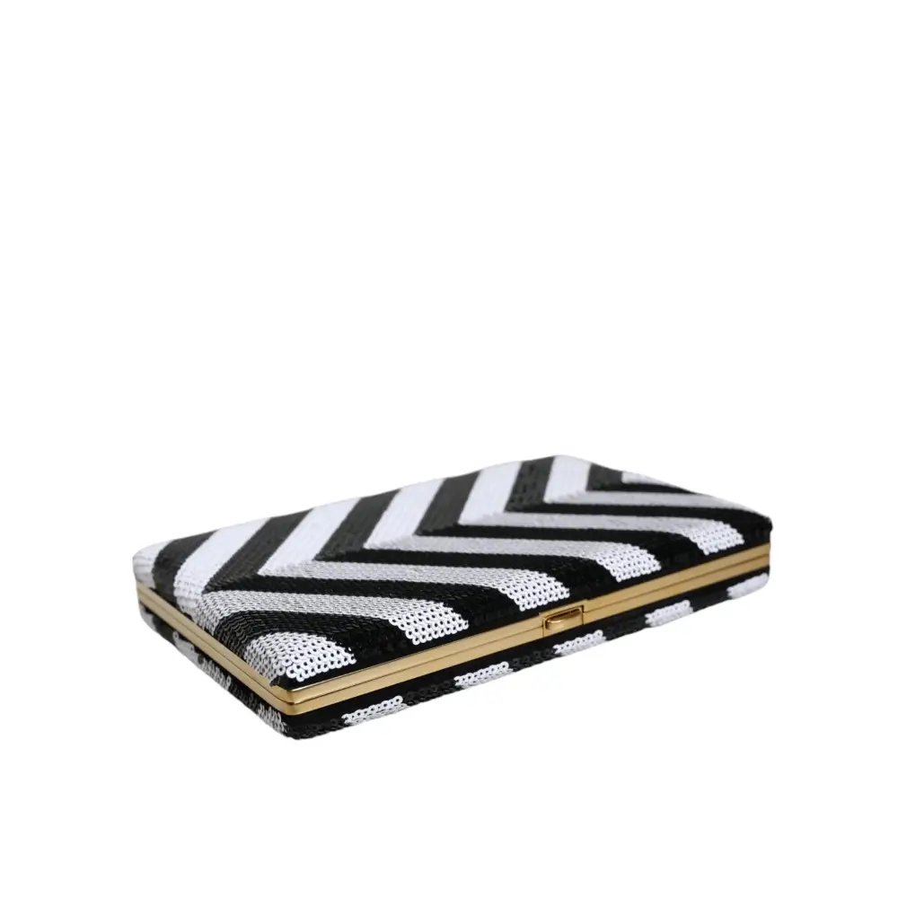 Dolce & Gabbana Schwarz Weiß Gold Rahmen Kupplung Abend Party Handtasche