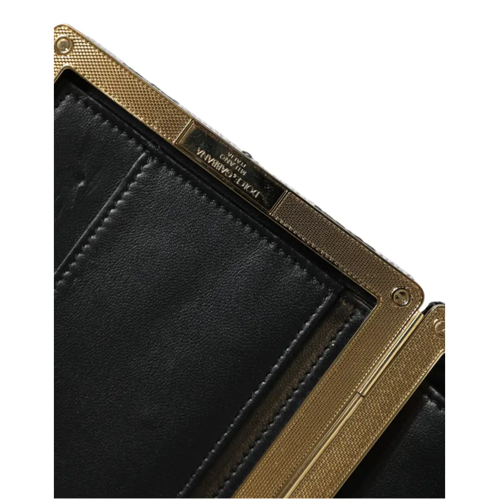 Dolce & Gabbana Schwarz Weiß Gold Rahmen Kupplung Abend Party Handtasche