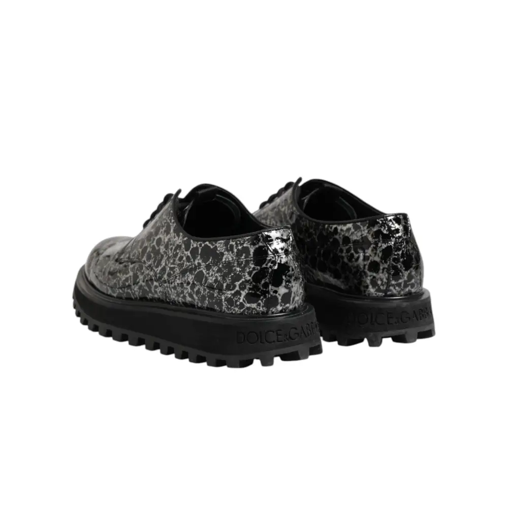 Dolce & Gabbana Schwarz Weiß Kalbsleder Chunky Derby Schuhe - EU42/US9