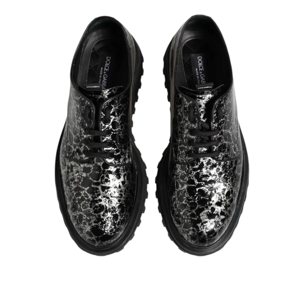 Dolce & Gabbana Schwarz Weiß Kalbsleder Chunky Derby Schuhe - EU42/US9