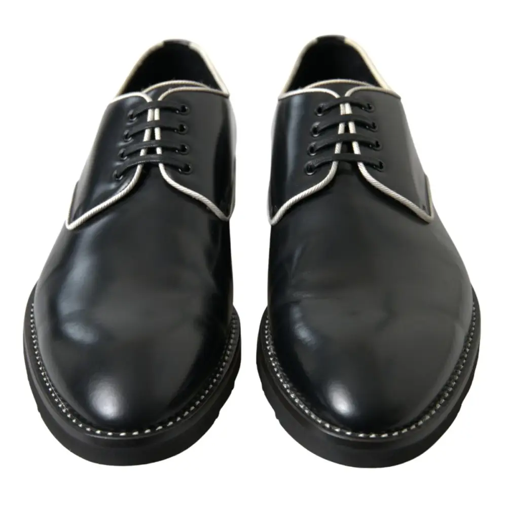 Dolce & Gabbana Schwarz Weiß Leder Formale Schuhe - EU44.5/US11.5