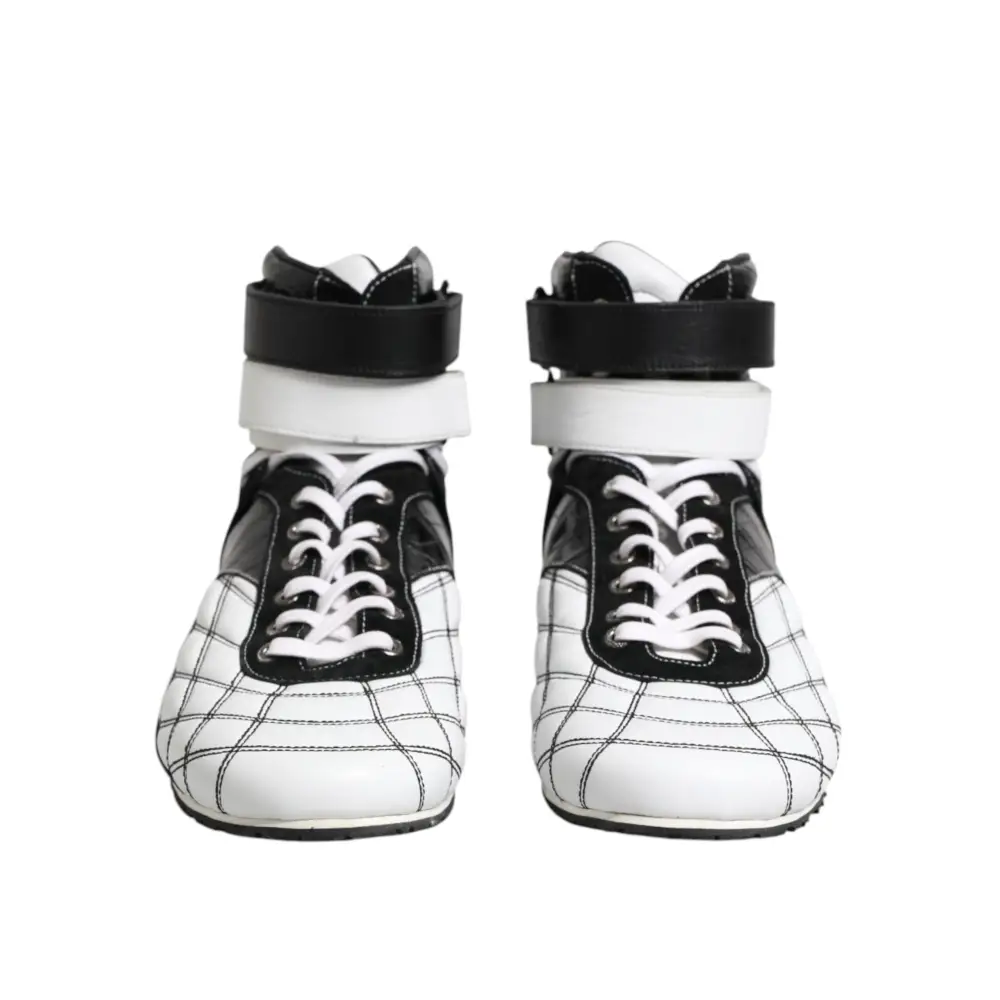 Dolce & Gabbana Schwarz Weiß Leder High Top Sneakers Schuhe - EU44/US11
