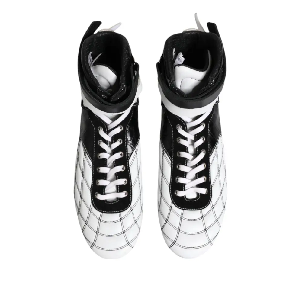 Dolce & Gabbana Schwarz Weiß Leder High Top Sneakers Schuhe - EU44/US11