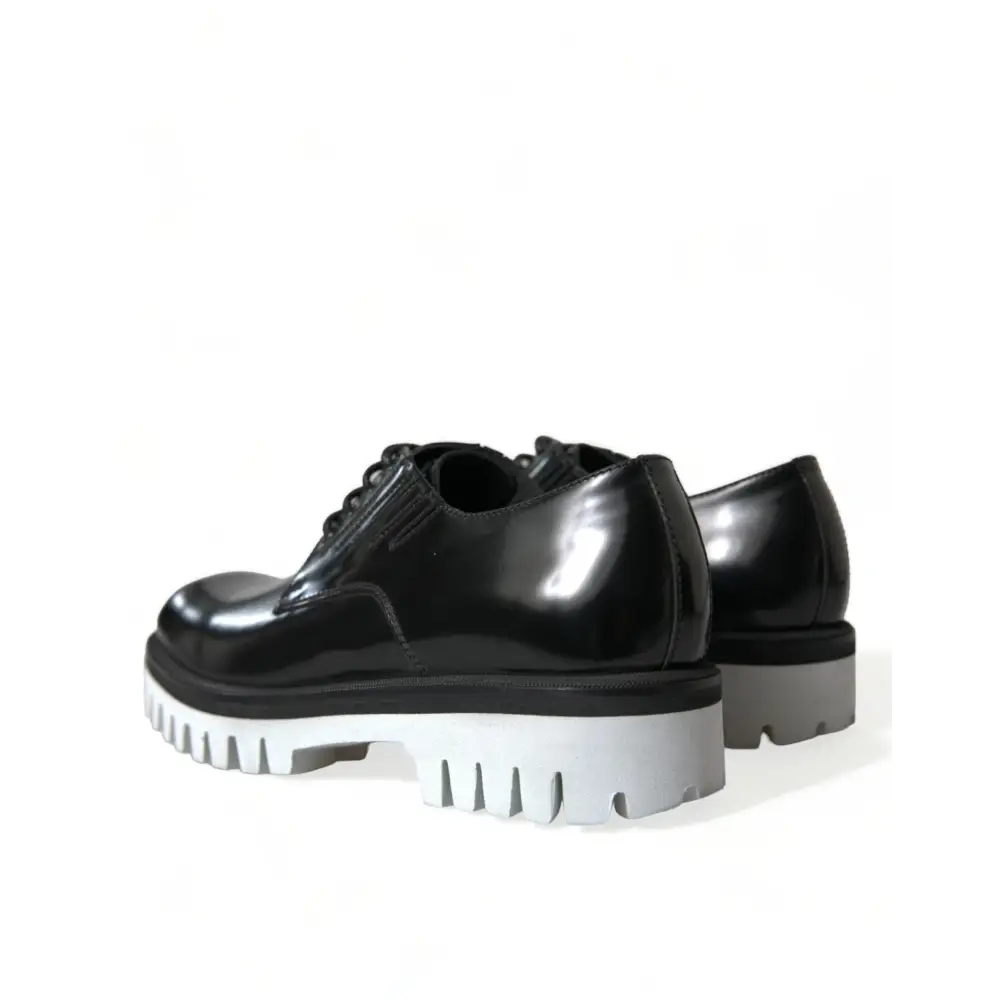 Dolce & Gabbana Schwarz Weiß Leder Schnürschuhe Derby Dress Schuhe - EU41/US8