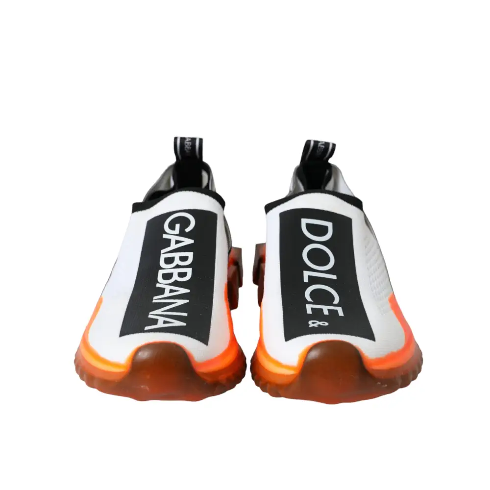 Dolce & Gabbana Schwarz Weiß Orange Slip On Sorrento Turnschuhe Schuhe