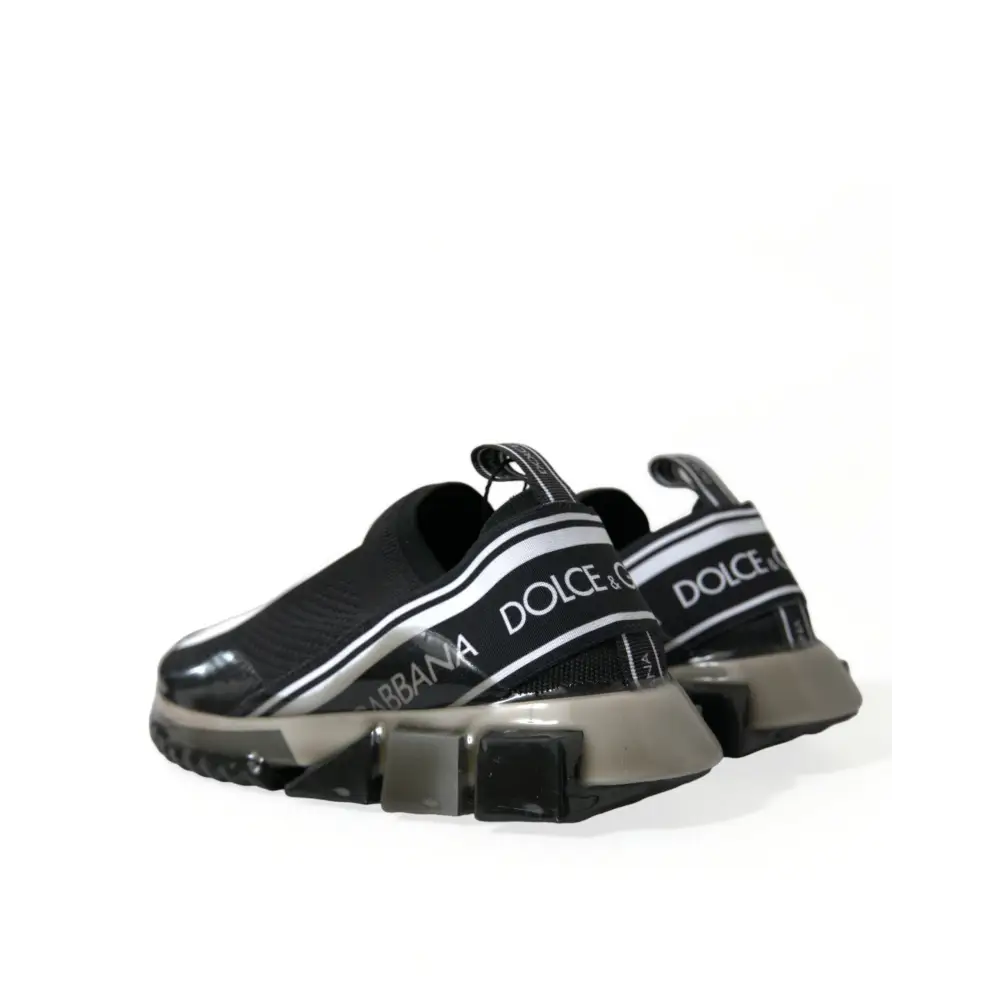 Dolce & Gabbana Schwarz Weiß Slip On Sneakers Sorrento Schuhe - EU39/US6