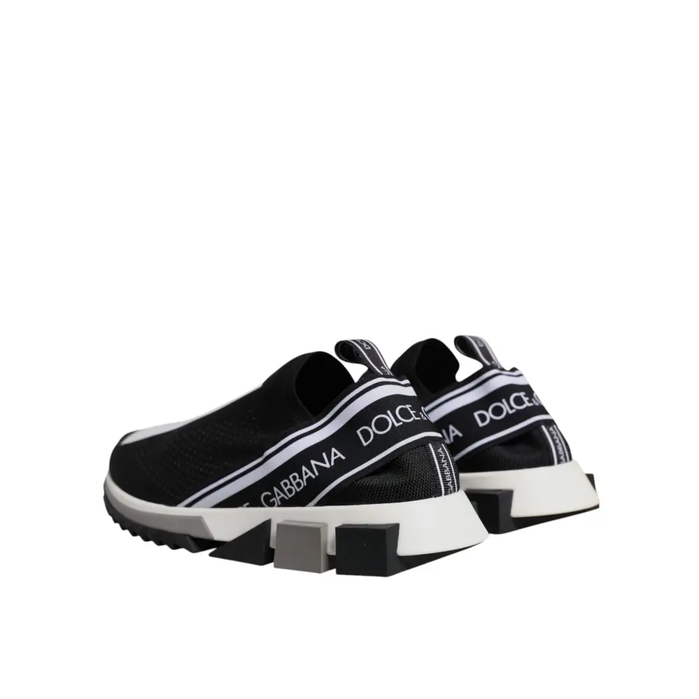 Dolce & Gabbana Schwarz Weiß Slip On Sorrento Sneakers Schuhe - EU40/US7