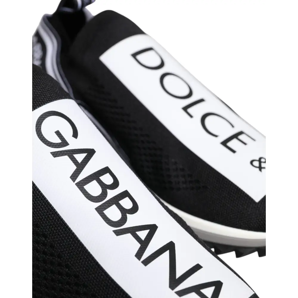 Dolce & Gabbana Schwarz Weiß Slip On Sorrento Sneakers Schuhe - EU40/US7