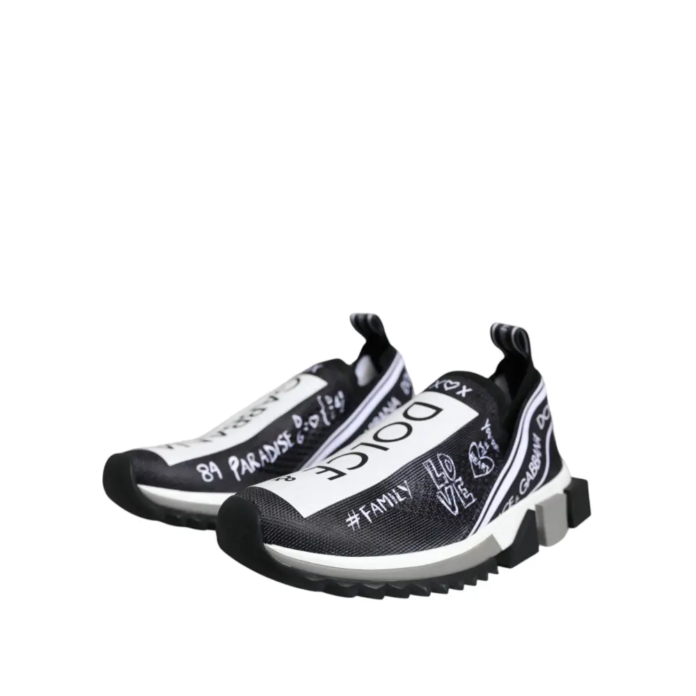 Dolce & Gabbana Schwarz Weiß Sorrento Low Top Sneakers Schuhe