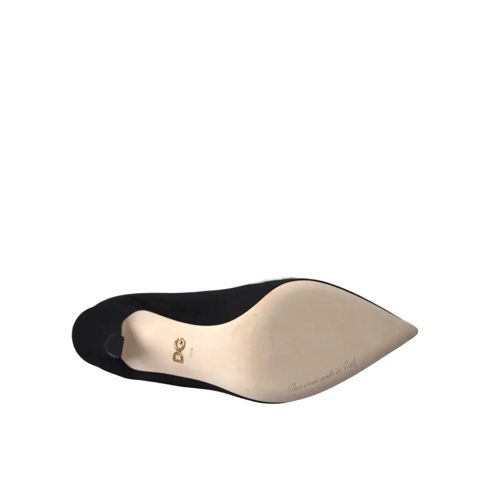 Dolce & Gabbana Schwarz Weiß Stickerei Slip On Stiefel Schuhe