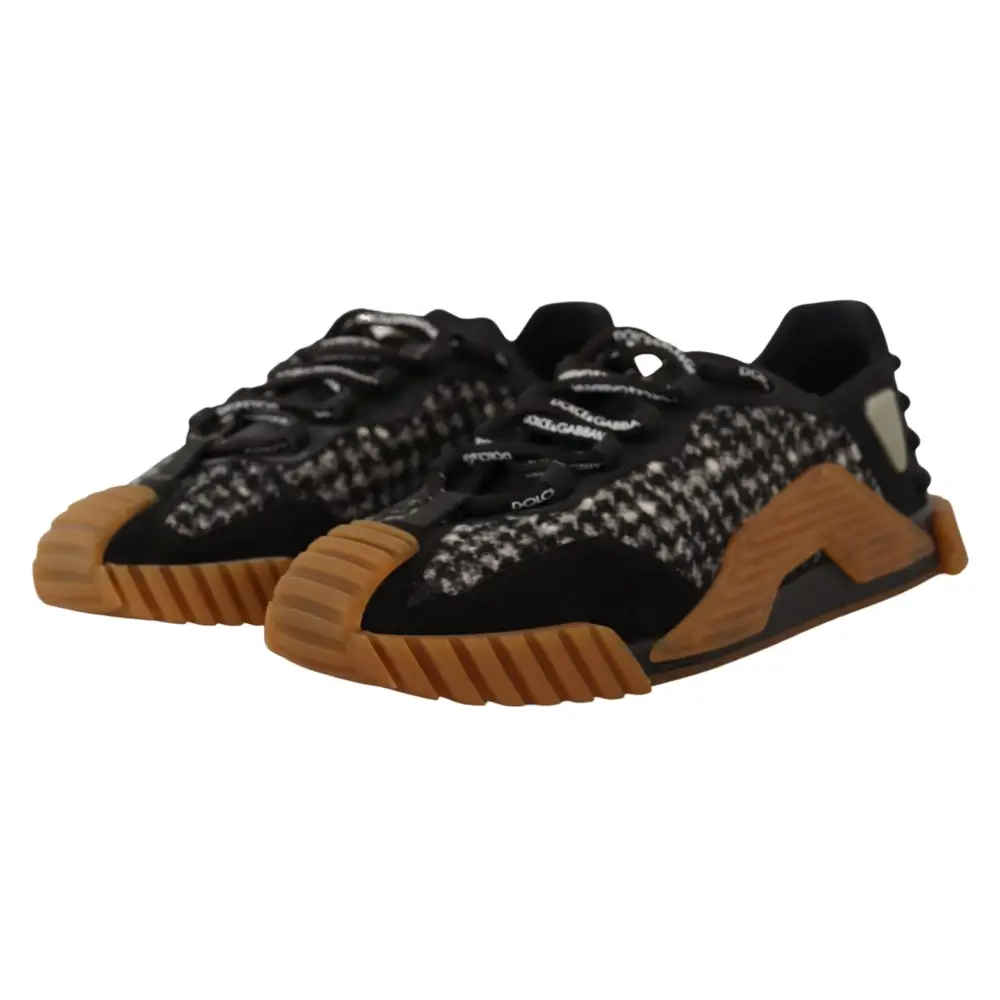 Dolce & Gabbana Schwarz Weiß Stoff Lace Up NS1 Turnschuhe - EU39/US6
