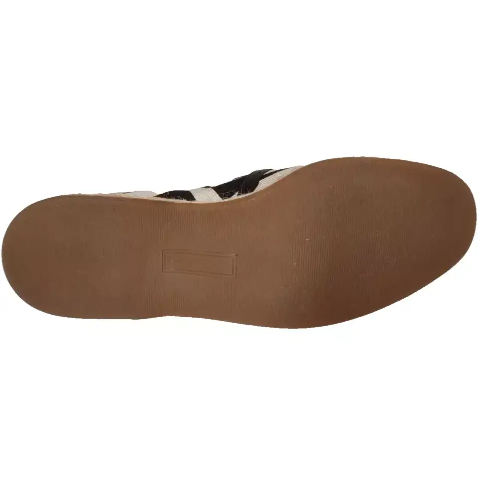 Dolce & Gabbana Schwarz Weiß Streifen Slip On Espadrille Schuhe