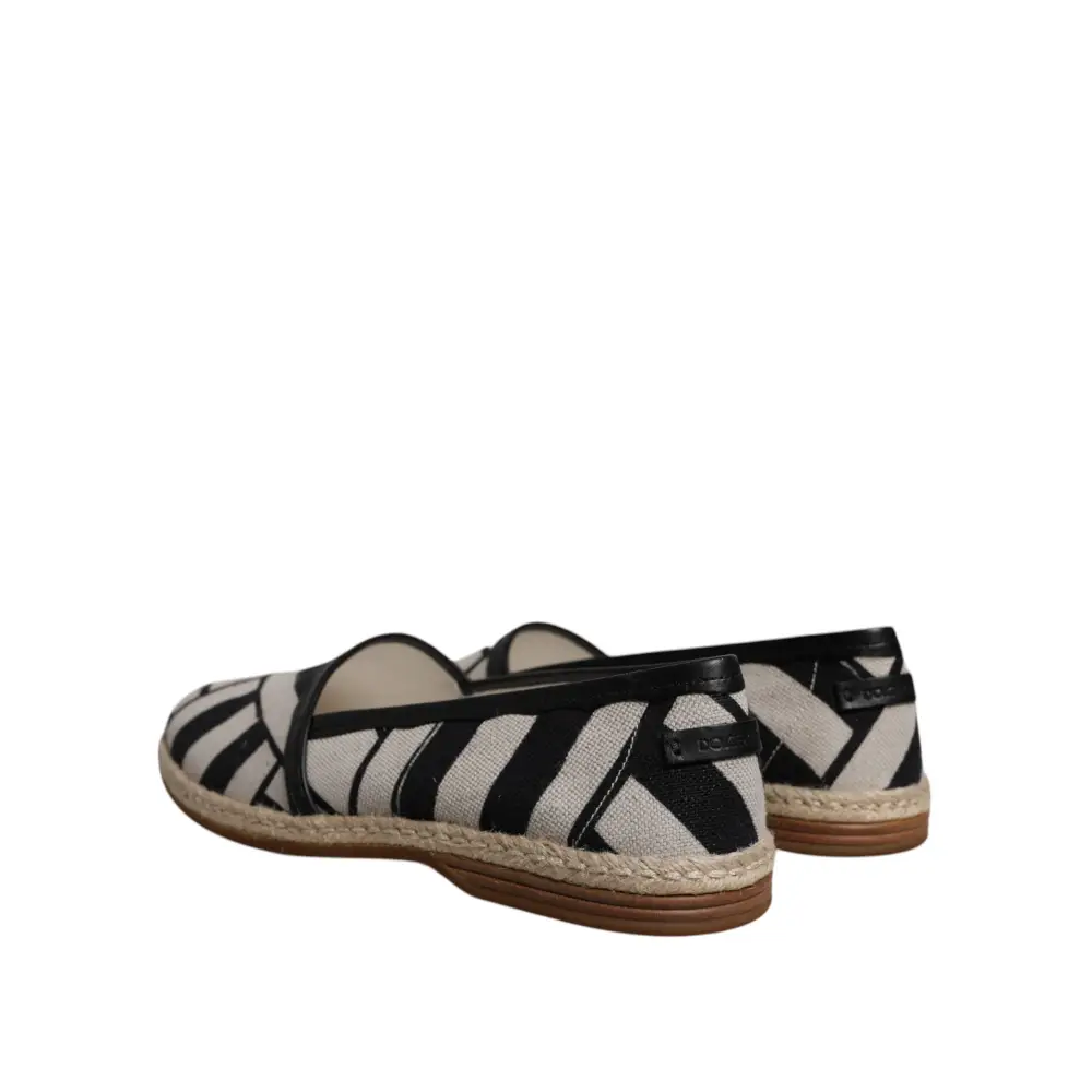 Dolce & Gabbana Schwarz Weiß Streifen Slip On Espadrille Schuhe - EU41.5/US8.5