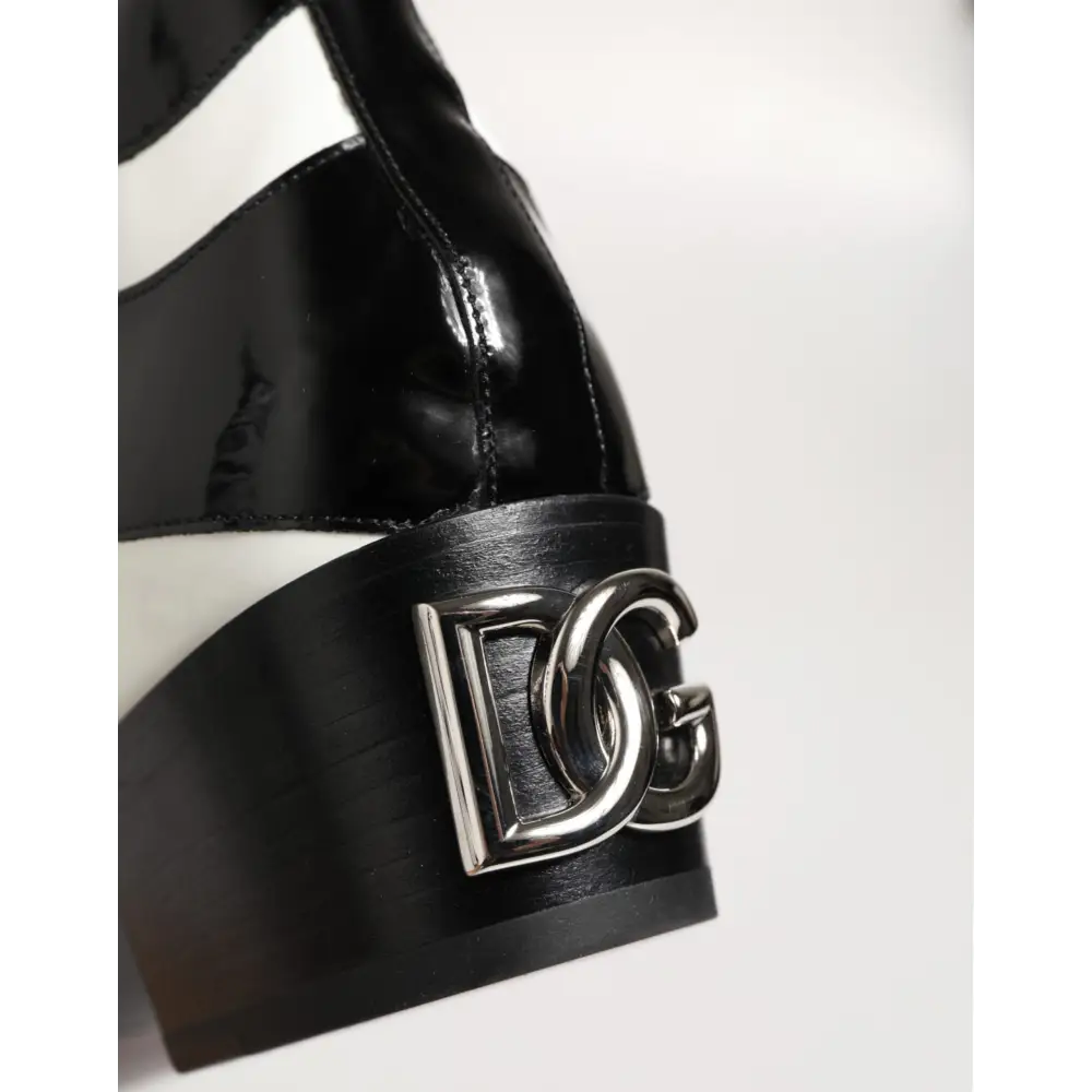 Dolce & Gabbana Schwarz Weiß Zebra Over The Calf Stiefel Schuhe - EU44/US11