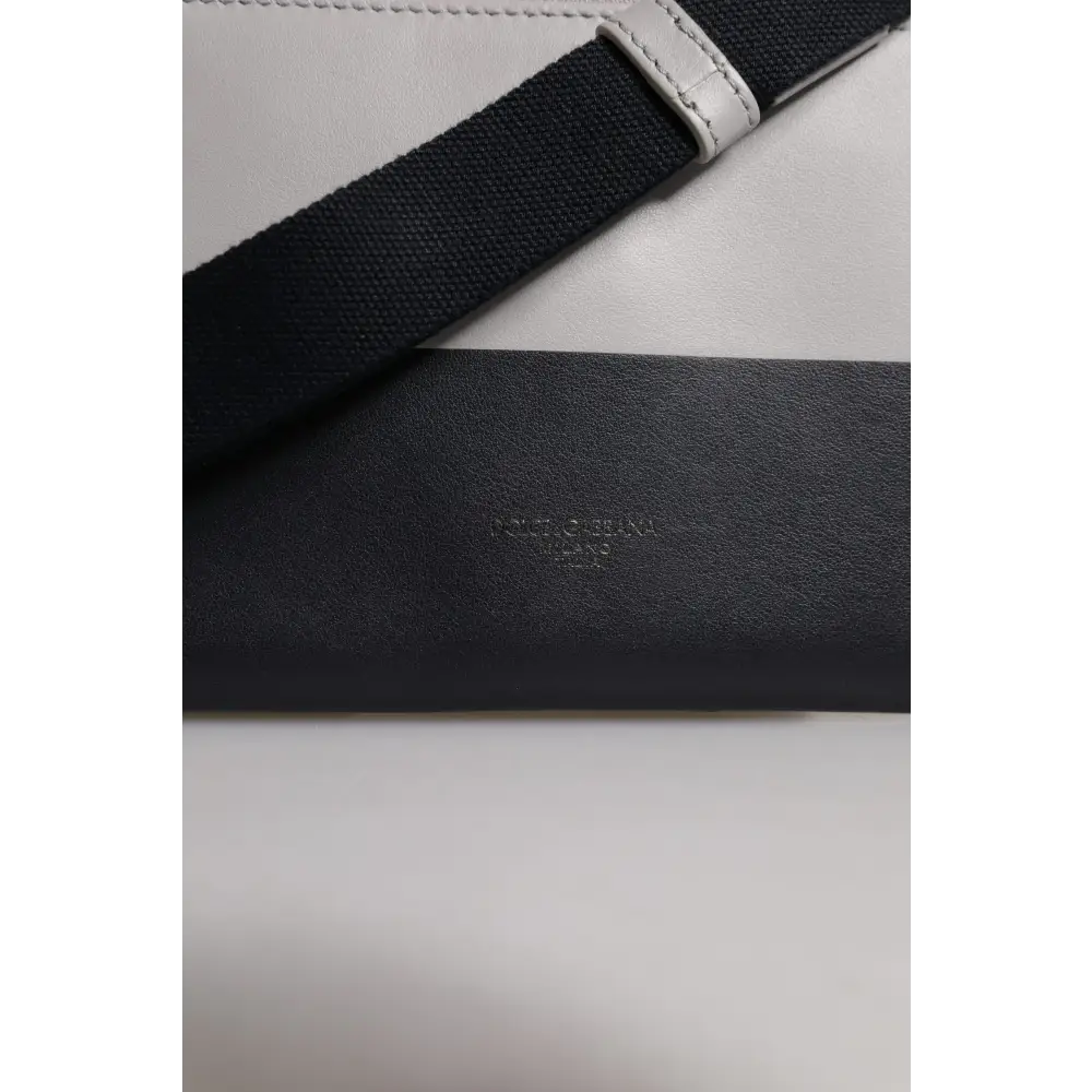 Dolce & Gabbana Schwarz-weißes Leder mit Logo-Prägung Crossbody Bag