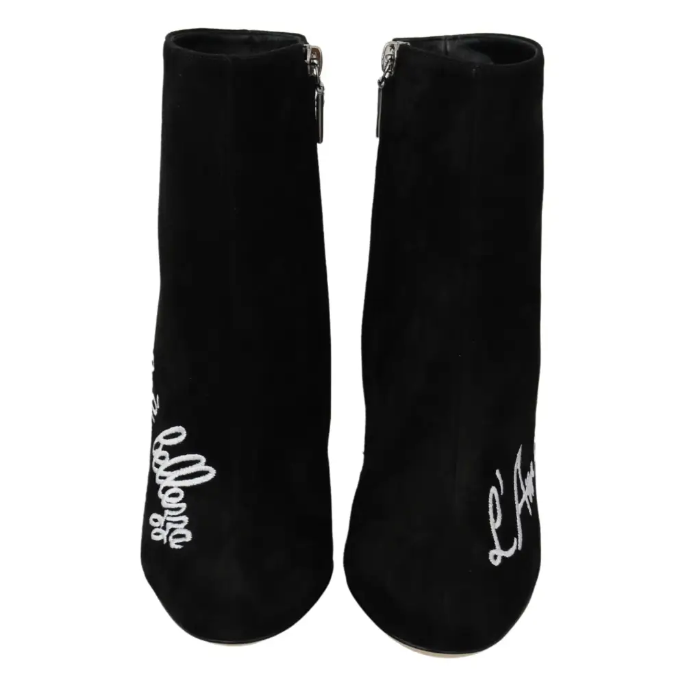 Dolce & Gabbana Schwarz Wildleder L’Amore E’Bellezza Stiefel Schuhe - EU35/US4.5