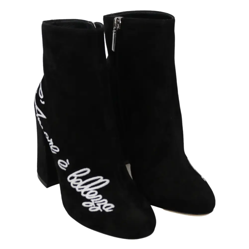 Dolce & Gabbana Schwarz Wildleder L’Amore E’Bellezza Stiefel Schuhe - EU35/US4.5