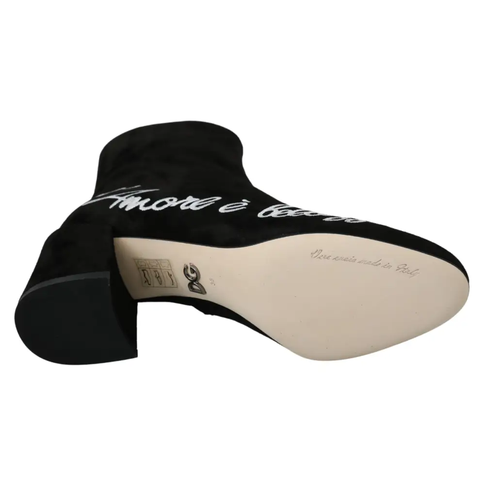 Dolce & Gabbana Schwarz Wildleder L’Amore E’Bellezza Stiefel Schuhe - EU35/US4.5
