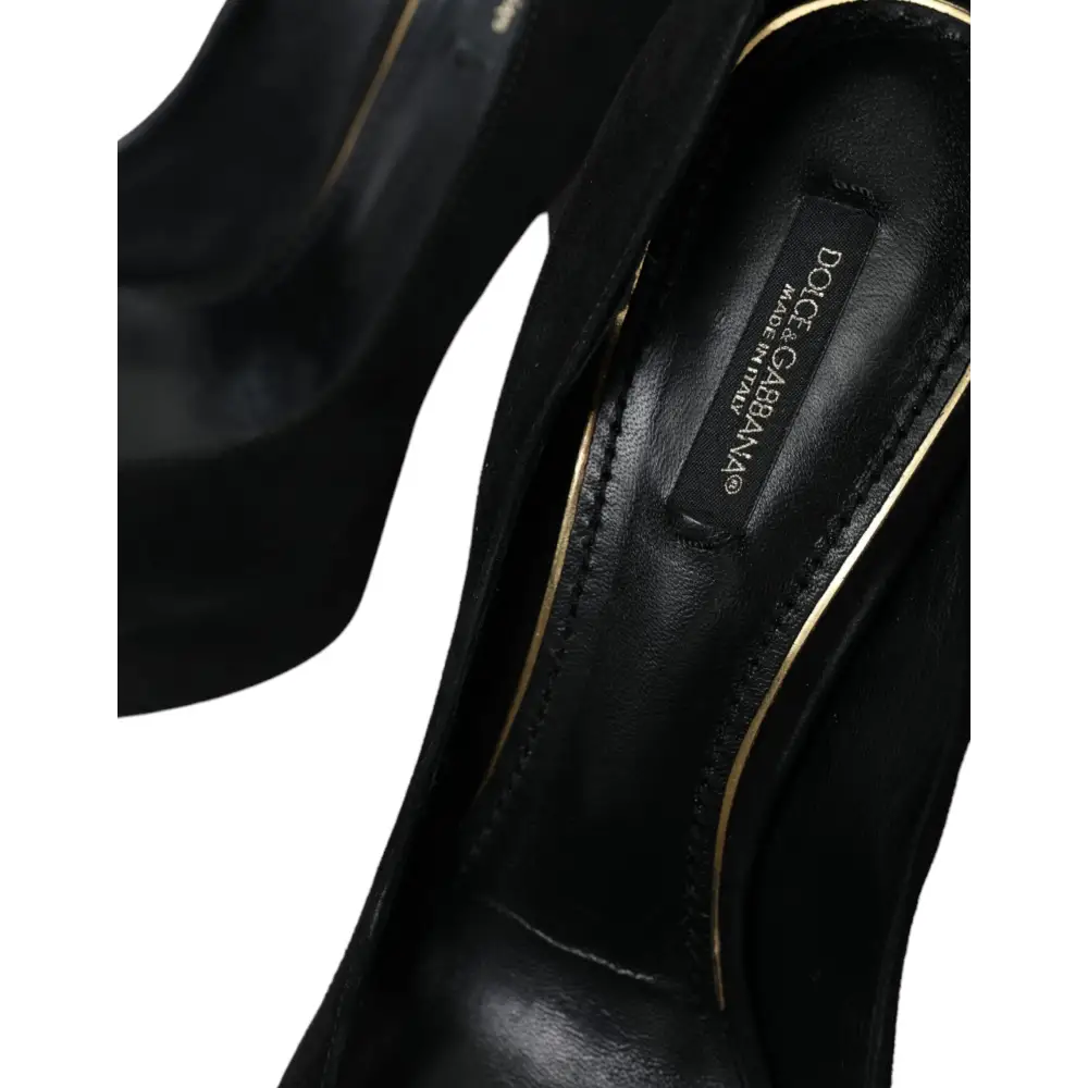 Dolce & Gabbana Schwarz Wildleder Leder Plateauabsatz Pumps Schuhe - EU40/US9.5