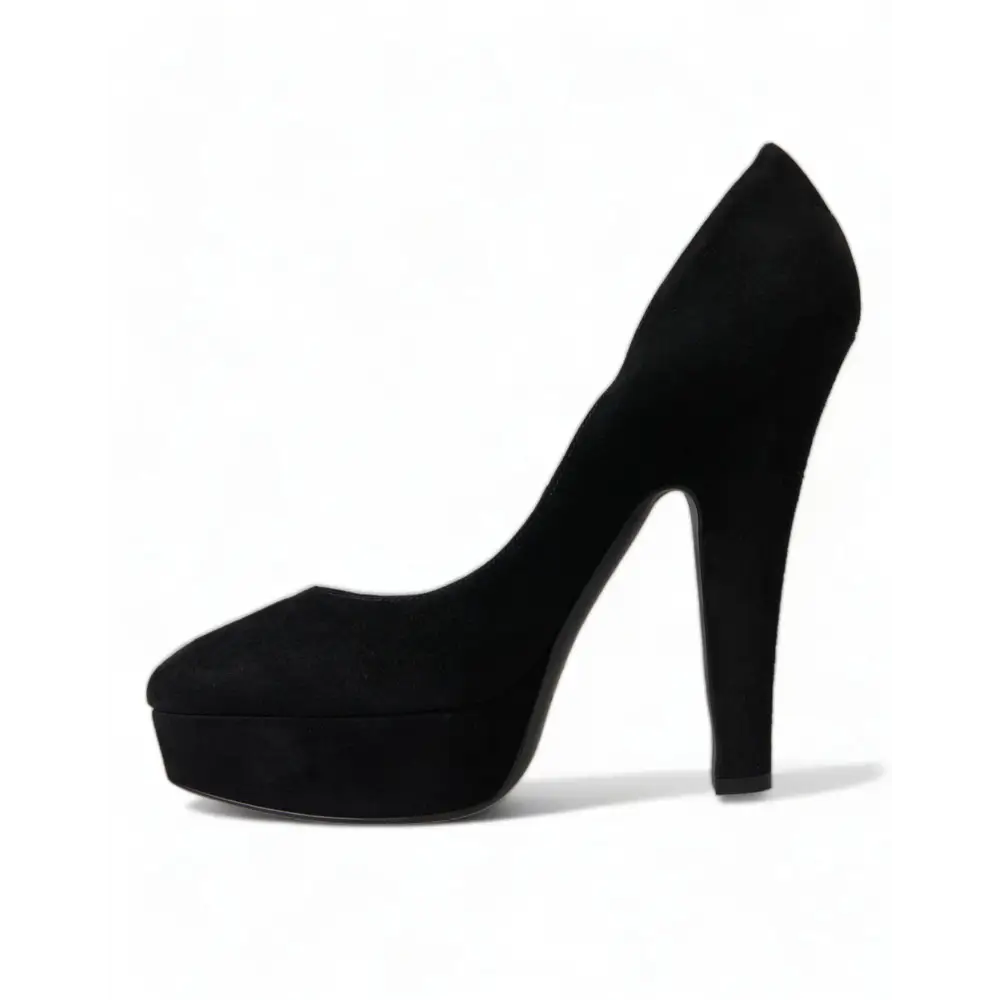 Dolce & Gabbana Schwarz Wildleder Leder Plateauabsatz Pumps Schuhe - EU40/US9.5