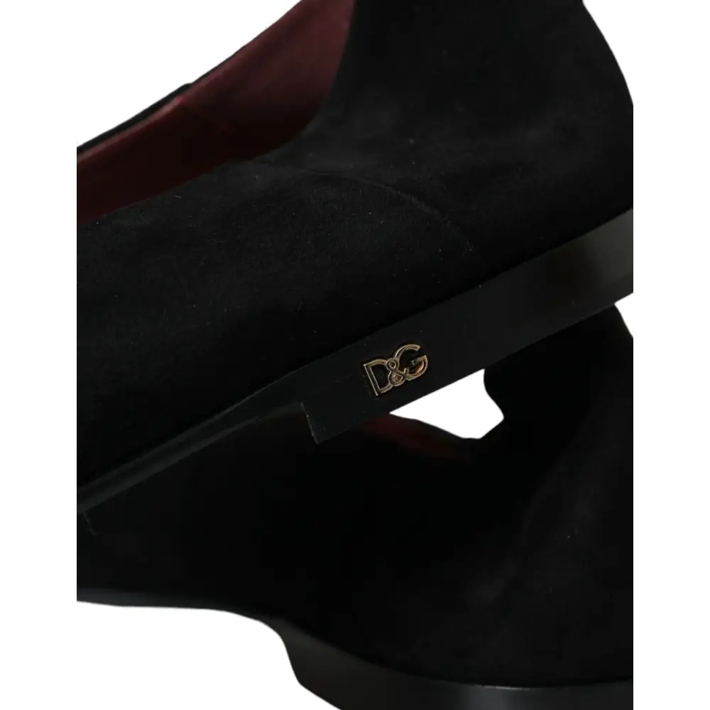 Dolce & Gabbana Schwarz Wildleder Loafers Formal Kleid Slip On Schuhe
