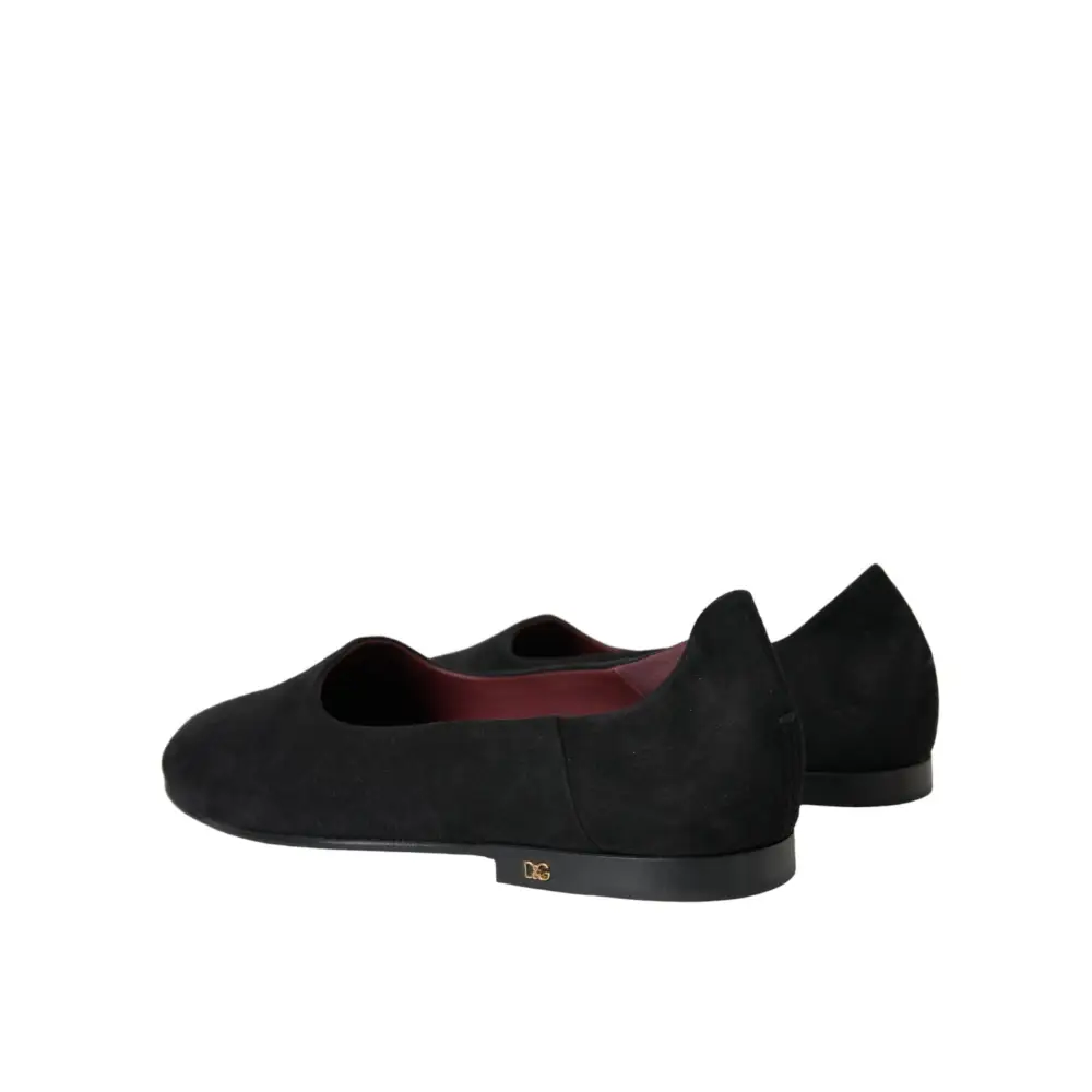 Dolce & Gabbana Schwarz Wildleder Loafers Formal Kleid Slip On Schuhe