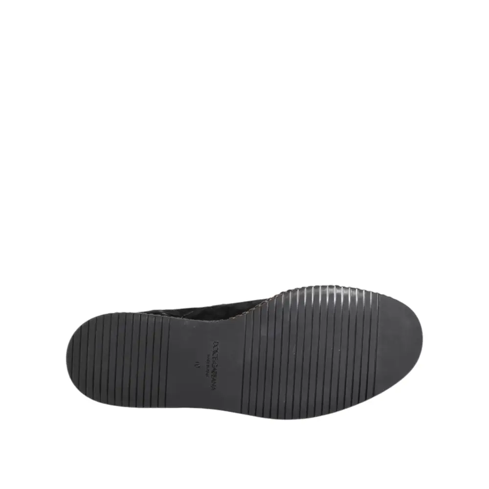 Dolce & Gabbana Schwarz Wildleder Quaste verschönert Loafers Schuhe - EU44/US11