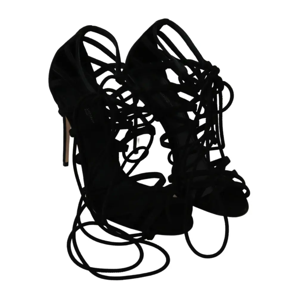 Dolce & Gabbana Schwarz Wildleder Riemen Stilettos Schuhe Sandalen - EU36/US5.5