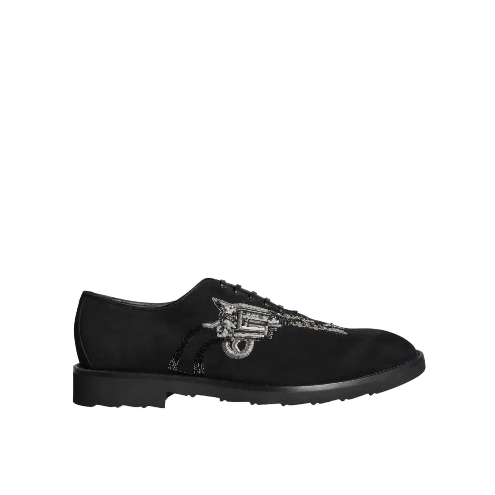 Dolce & Gabbana Schwarz Wildleder Sicilia Schnürschuhe Formal Schuhe - EU41.5/US8.5