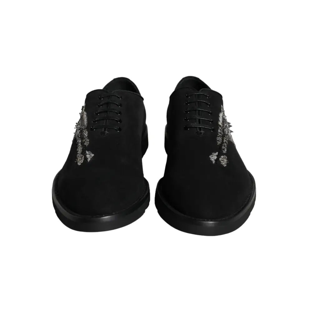 Dolce & Gabbana Schwarz Wildleder Sicilia Schnürschuhe Formal Schuhe - EU41.5/US8.5