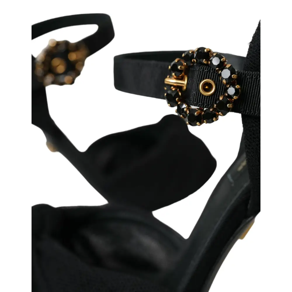 Dolce & Gabbana Schwarz Wildleder verschönert Heels Sandalen Schuhe