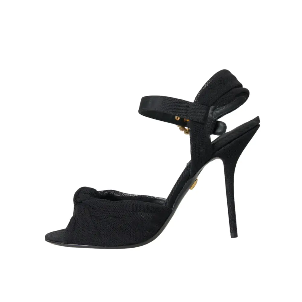 Dolce & Gabbana Schwarz Wildleder verschönert Heels Sandalen Schuhe