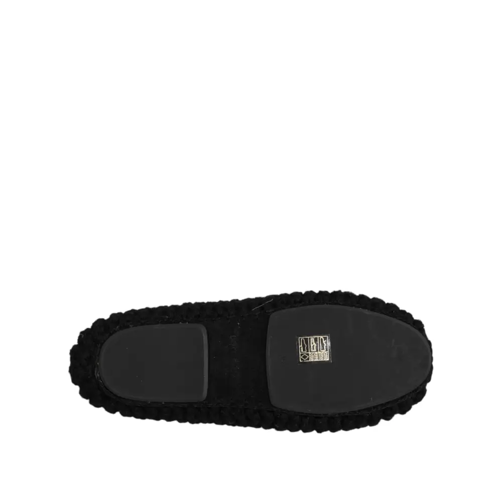 Dolce & Gabbana Schwarz Wolle Slip On Flats Ballerina Schuhe