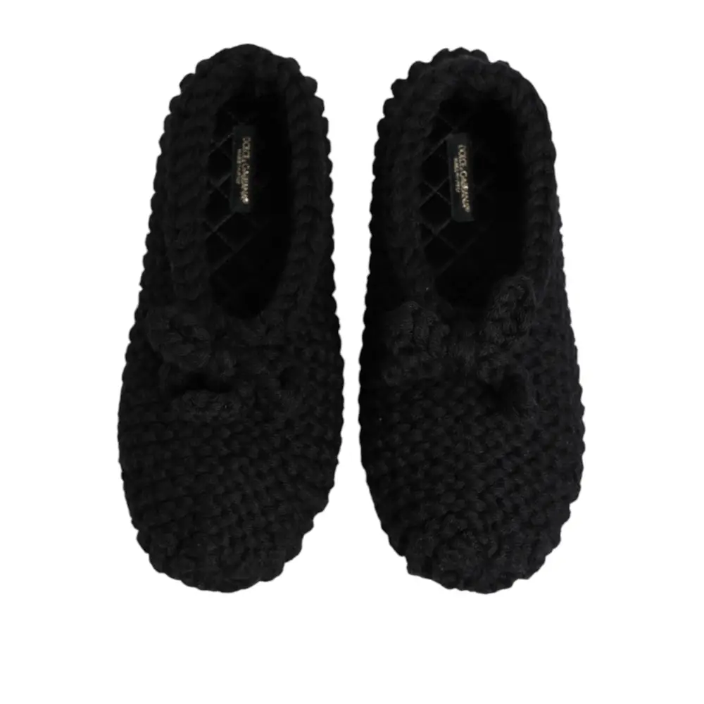 Dolce & Gabbana Schwarz Wolle stricken Slip On Ballerina Flats Schuhe - EU38/US7.5