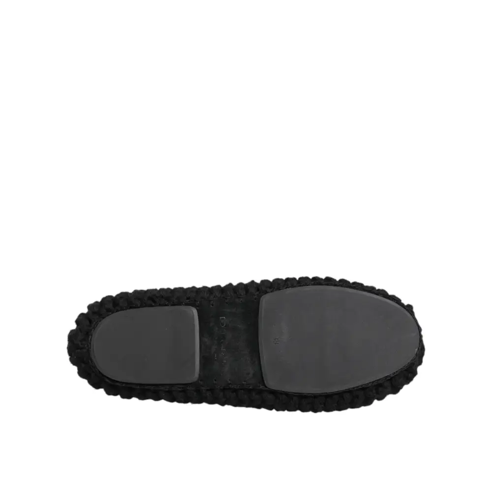 Dolce & Gabbana Schwarz Wolle stricken Slip On Ballerina Flats Schuhe - EU38/US7.5