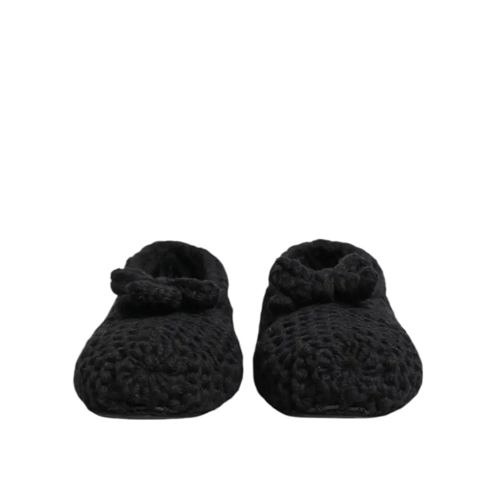 Dolce & Gabbana Schwarz Wolle stricken Slip On Ballerina Flats Schuhe - EU38/US7.5